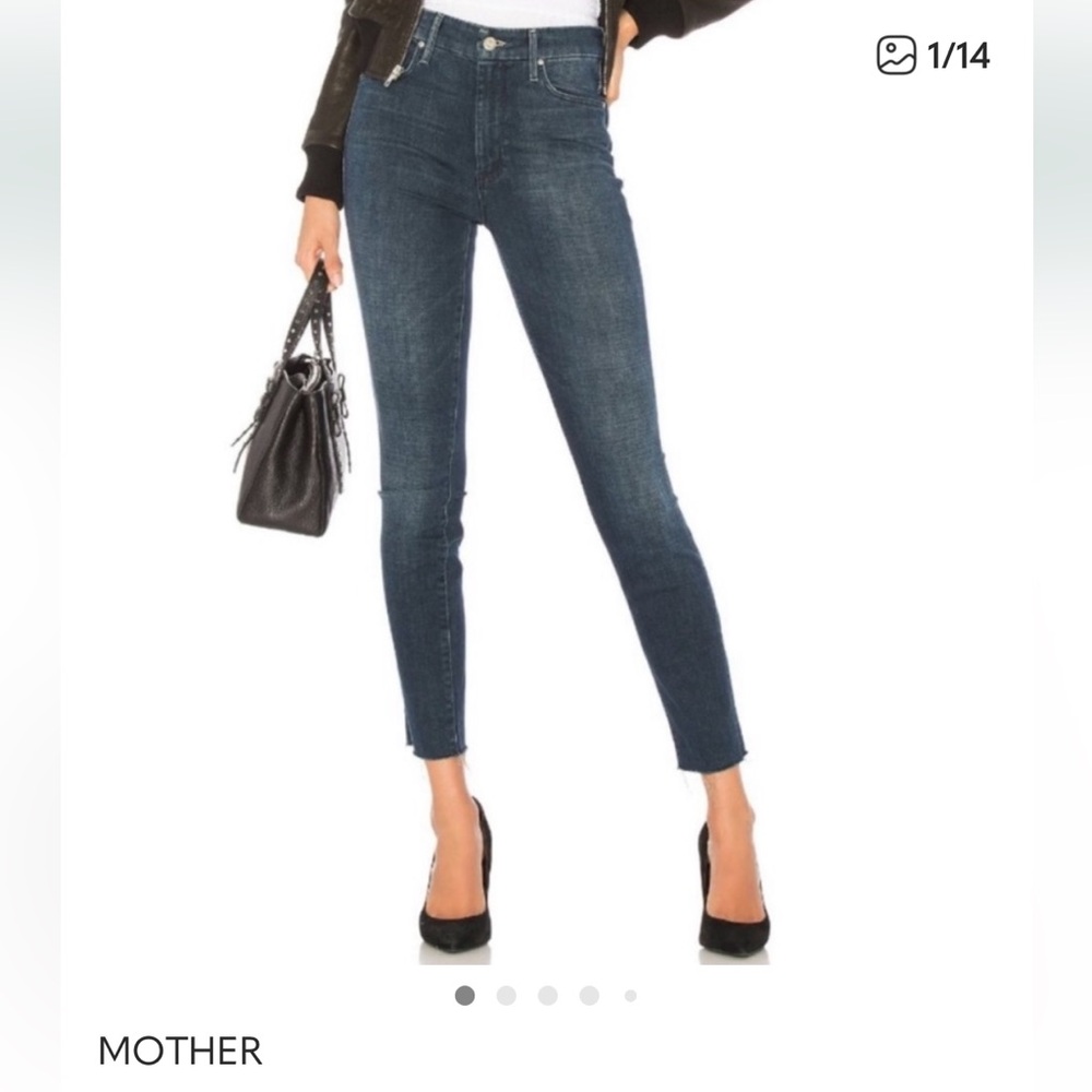 Mother High Waisted Looker Ankle Fray Jeans Moonlust Privateer Size 25